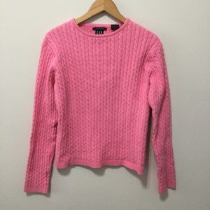 GAP Kids Girls pink cable knit sweater XL 12 bubblegum pretty crewneck top